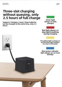 Caisi 3-slot Charger for GoPro Hero 8/7/6/5 Battery 1 GoPro battery Charger