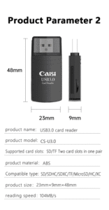 Caisi USB 3.0 Dual-Slot Card Reader 1 USB card reader